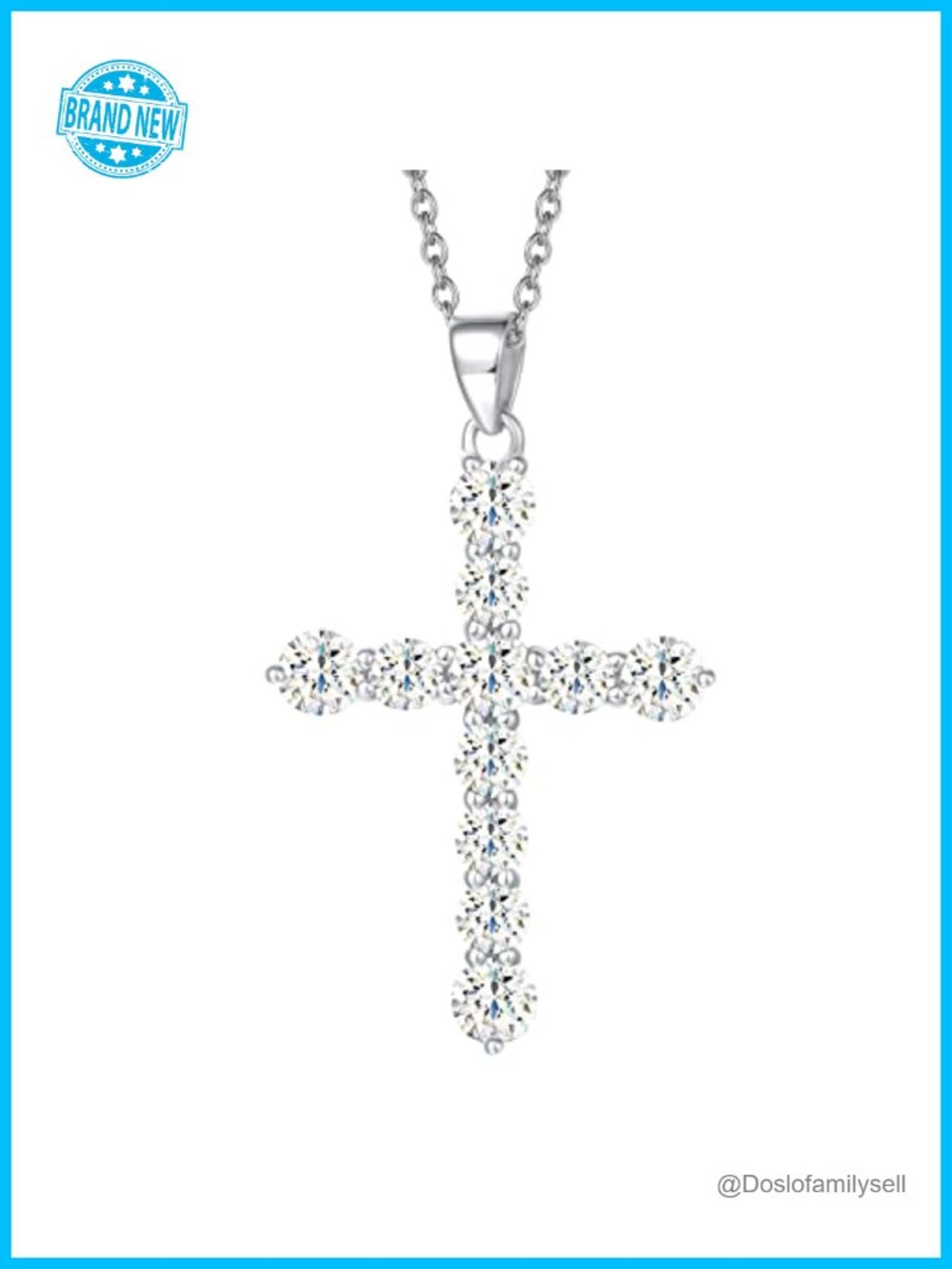 Yellow Gold Plated Sterling Silver Cross Necklace Cubic Zirconia 18" Chain